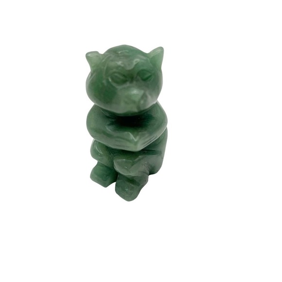 Set of 2 Polished Stone Bear Dog Figurines Sitting Green Mini Size 2 in Tall - Picture 10 of 12